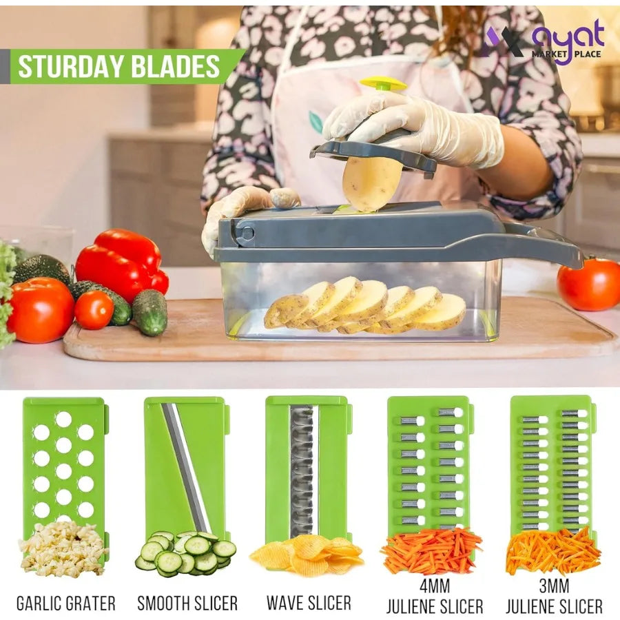 👉 Cortador de Legumes 16 em 1 Multifuncional com Recipiente – Mais Praticidade na Cozinha