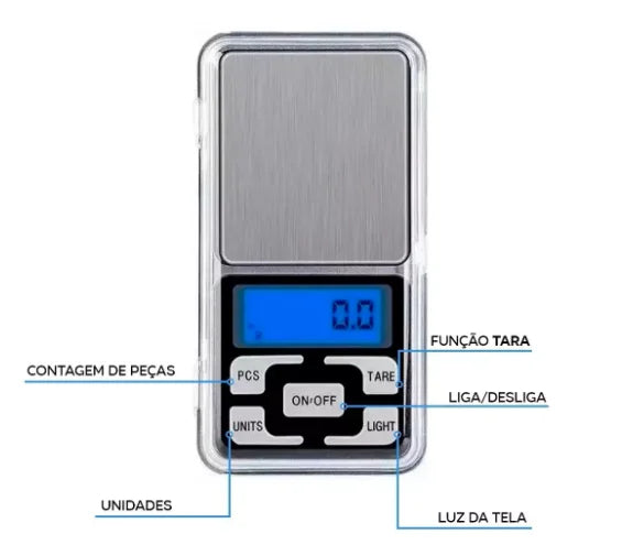 Mini Balança Digital Portátil Alta Precisão 0,1g até 500g – Compacta e Profissional