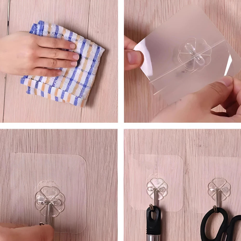 Kit 24 Ganchos Adesivos Multifuncionais – Suporte de Parede para Cozinha, Banheiro e Quarto