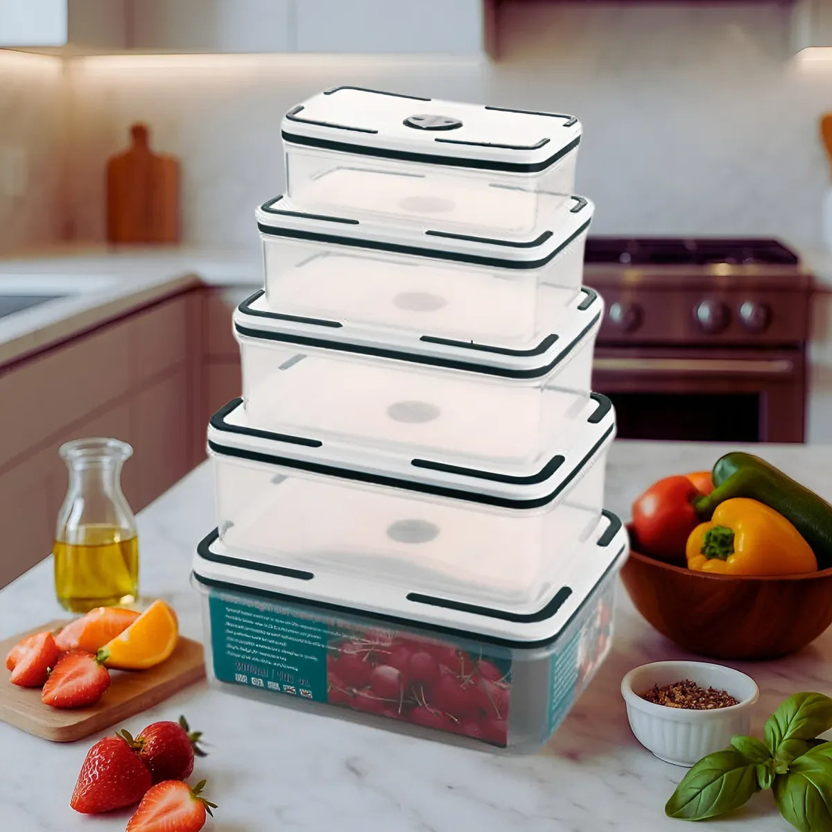 Kit 4 Potes Herméticos com Vedação Perfeita – Organização para Cozinha e Despensa | Armazene Grãos e Alimentos