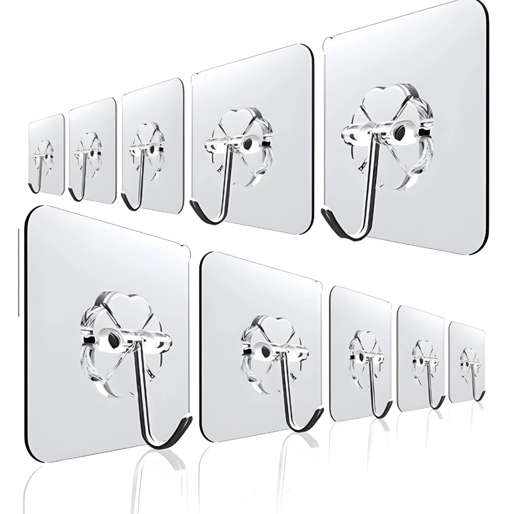 Kit 24 Ganchos Adesivos Multifuncionais – Suporte de Parede para Cozinha, Banheiro e Quarto