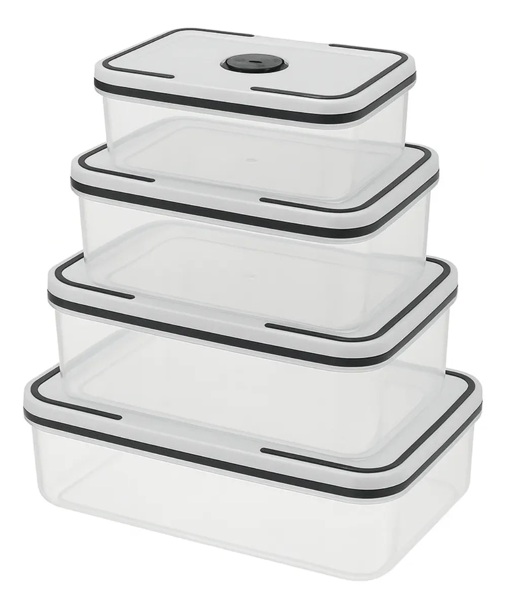 Kit 4 Potes Herméticos com Vedação Perfeita – Organização para Cozinha e Despensa | Armazene Grãos e Alimentos