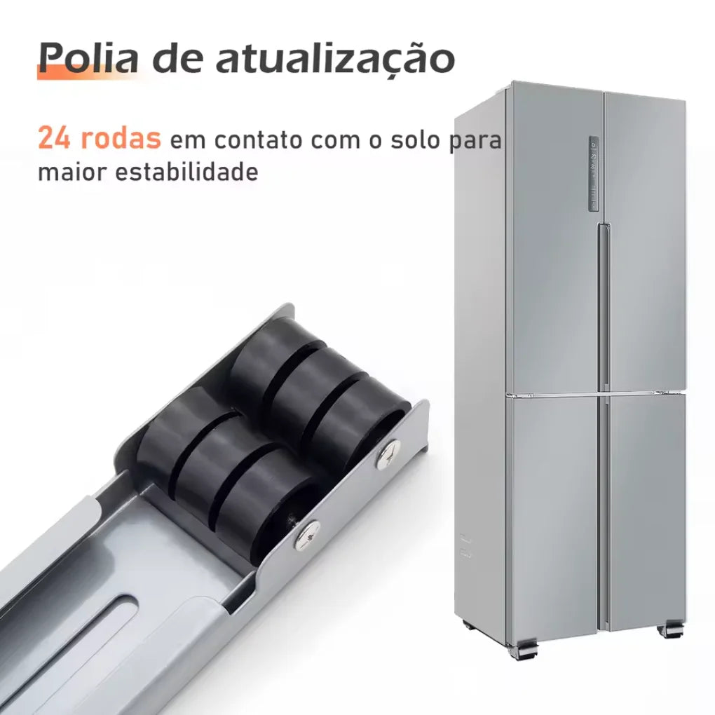 Base Móvel para Móveis Pesados com Rodinhas – Suporte Ajustável para Geladeira, Fogão e Armários