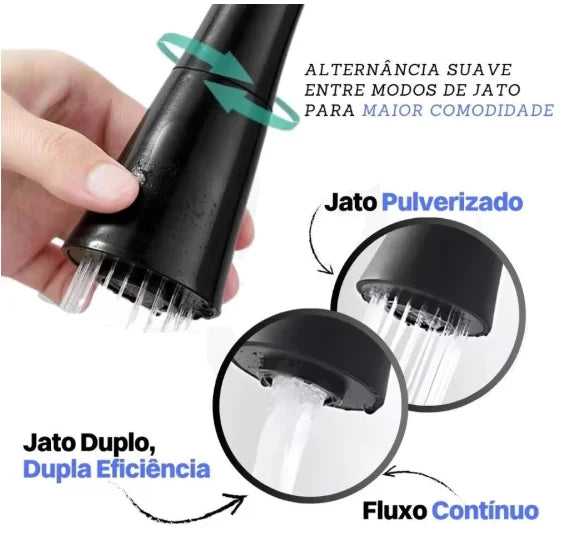 👉 Torneira Gourmet Preta Flexível 360° com Duplo Jato – Moderna e Potente