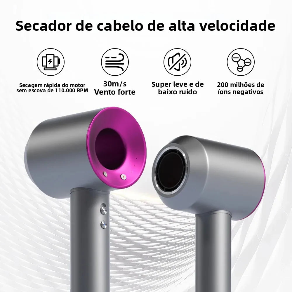 Secador de Cabelo High Speed Sem Hélice com Íons Negativos – Alta Potência, Silencioso e Portátil