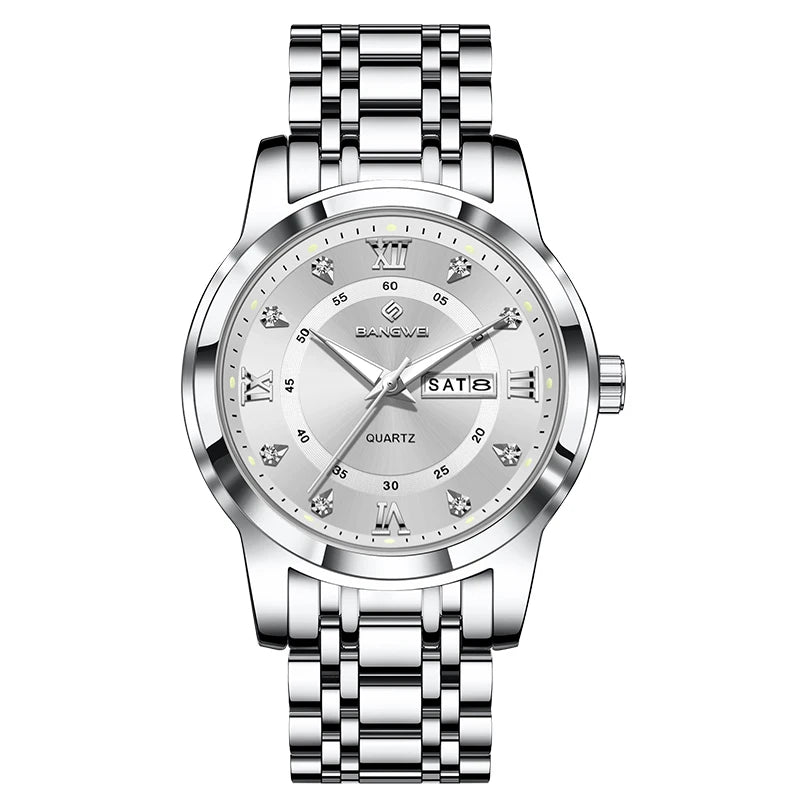 Relógio Feminino LIGE Diamond Luxo – Aço Inoxidável, Design Elegante, À Prova D’Água, Pulseira Premium