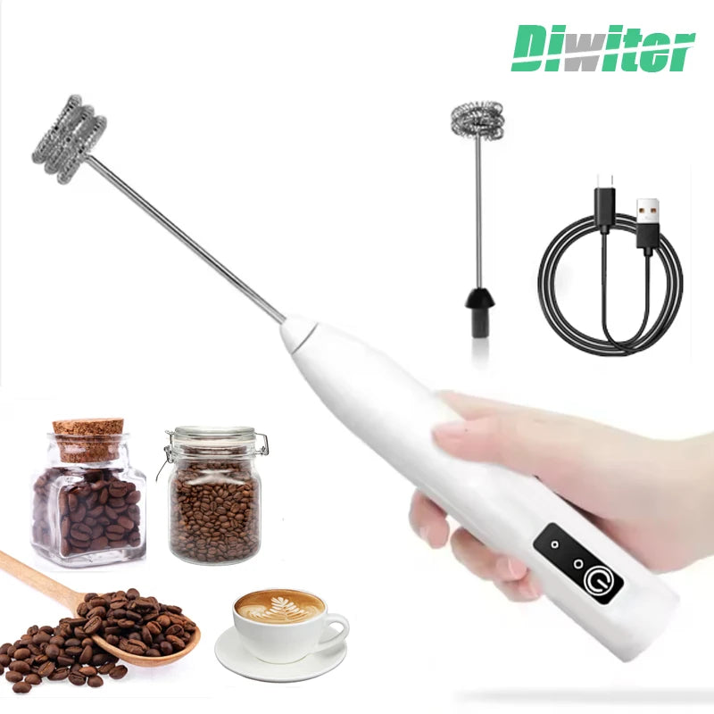 Mixer Elétrico Sem Fio Portátil Espumador de Leite e Batedor de Ovos Recarregável para Café e Cozinha