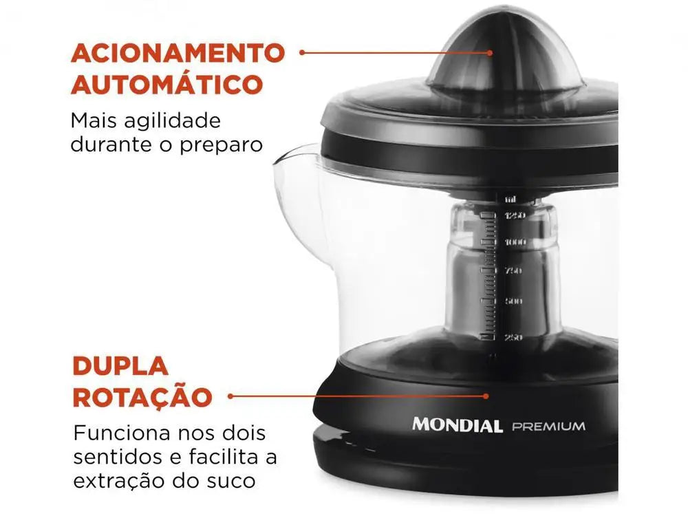 Espremedor de Frutas Mondial E-02 Premium 220V – Potente, Prático e Fácil de Limpar