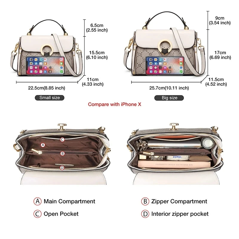 Bolsa Feminina FOXER Luxo Vintage – Transversal e Ombro, Design Premium Elegante, Estilo Clássico Sofisticado