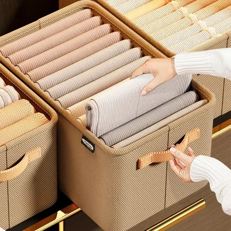 Organizador de Roupas Reforçado para Guarda-Roupa – Caixa Organizadora para Calças, Jeans e Suéteres