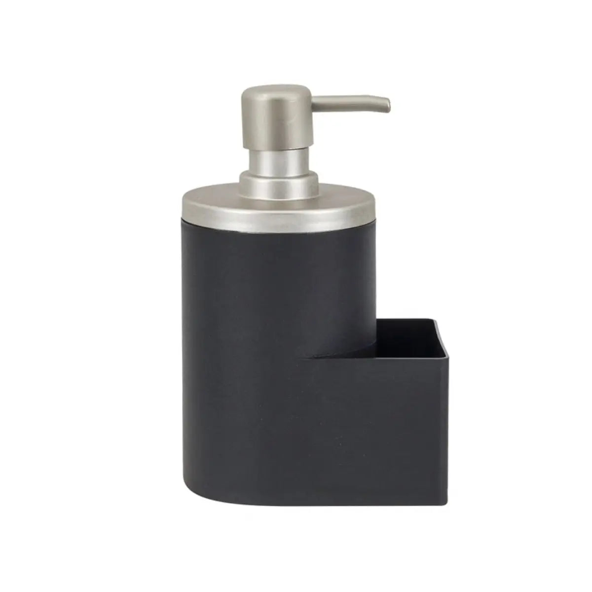 Dispenser para Detergente com Porta Esponja 600ml – Acabamento Prata Fosco (Matte Silver)