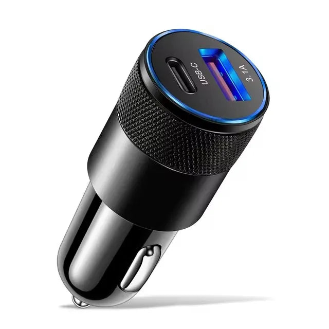 Carregador Veicular 66W Turbo Fast Charging USB-C – Adaptador Automotivo PD Super Rápido para Xiaomi, Huawei e Android