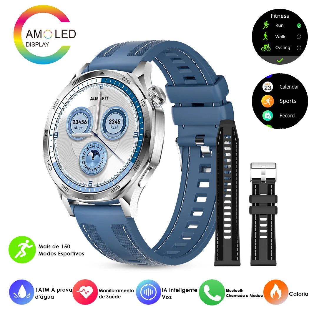 Smartwatch AURAFIT AM29 AMOLED – Monitor Cardíaco, SpO2, 100+ Modos Esportivos, IP68 à Prova D’Água, Carregamento Sem Fio