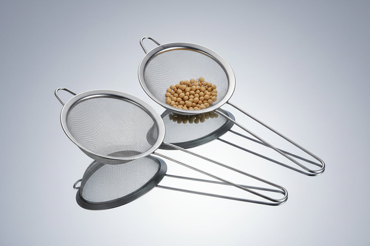 Kit Peneira Inox Premium - Coador de Aço Inoxidável para Cozinha