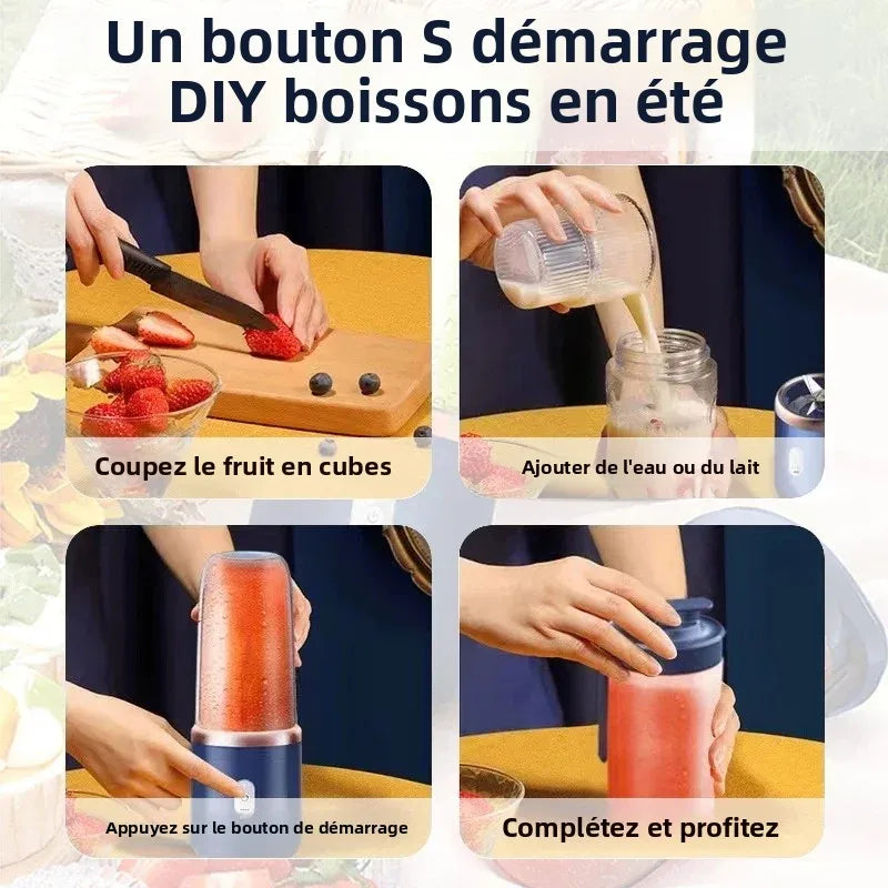 Liquidificador Portátil USB 400ml – Mini Mixer Elétrico Recarregável 6 Cores para Smoothies e Milkshake